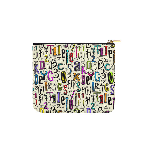 Letters Numbers Stars Typography Pattern Colored Carry-All Pouch 6''x5''
