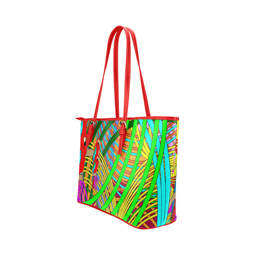 abstract parrot Leather Tote Bag/Small (Model 1651)