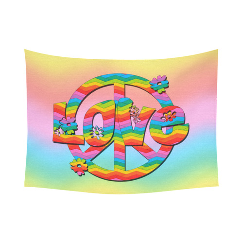 Colorful Love and Peace Background Cotton Linen Wall Tapestry 80"x 60"