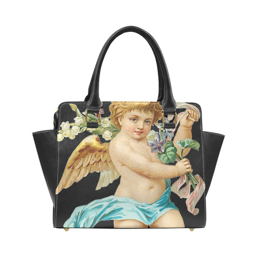 Vintage Easter Angel With Flowers Rivet Shoulder Handbag (Model 1645)