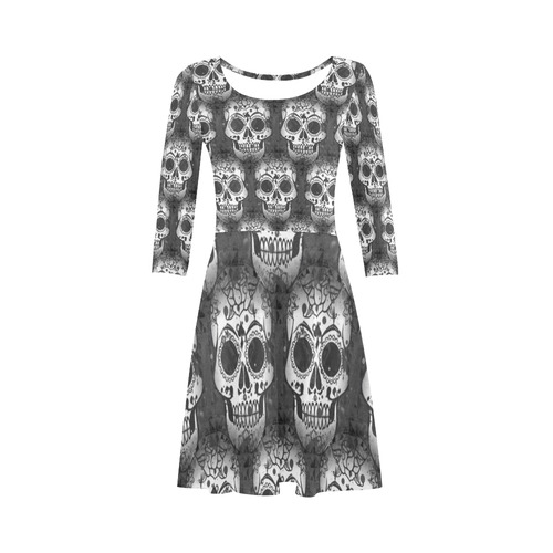 new skull allover pattern by JamColors 3/4 Sleeve Sundress (D23)