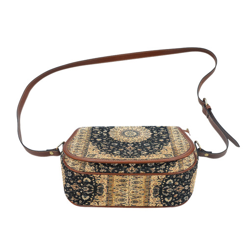 Vintage Persian Floral Rug Pattern Saddle Bag/Large (Model 1649)