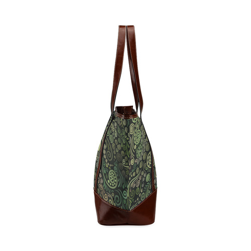 3D Ornaments -Fantasy Tree, green on black Tote Handbag (Model 1642)