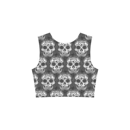 new skull allover pattern by JamColors Elbow Sleeve Ice Skater Dress (D20)