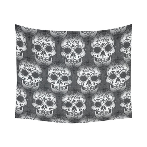 new skull allover pattern by JamColors Cotton Linen Wall Tapestry 60"x 51"