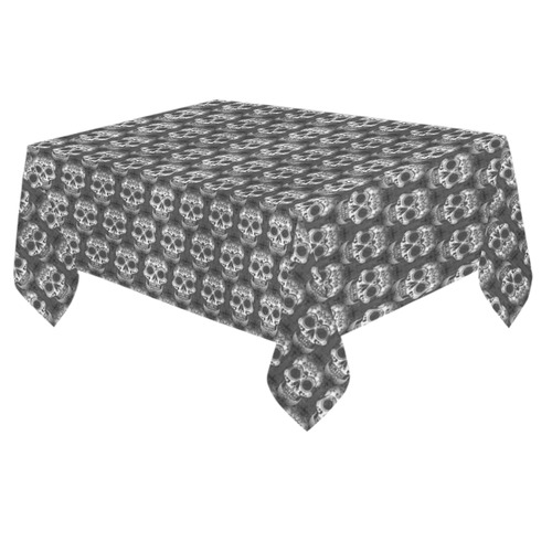 new skull allover pattern 3 by JamColors Cotton Linen Tablecloth 60"x 84"