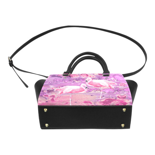 Flamingos Batik Paint Background Pink Violet Classic Shoulder Handbag (Model 1653)