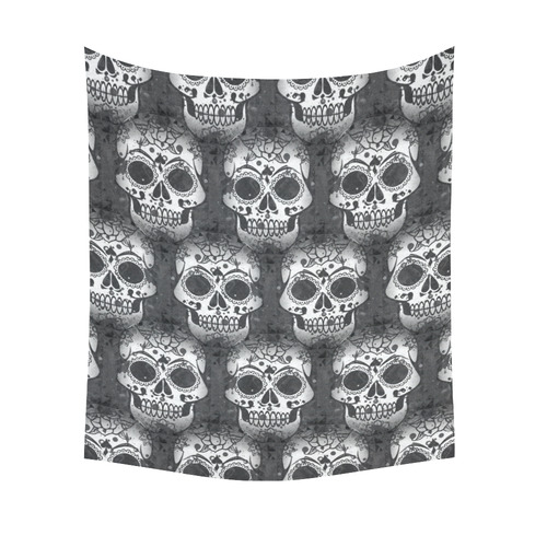 new skull allover pattern by JamColors Cotton Linen Wall Tapestry 51"x 60"