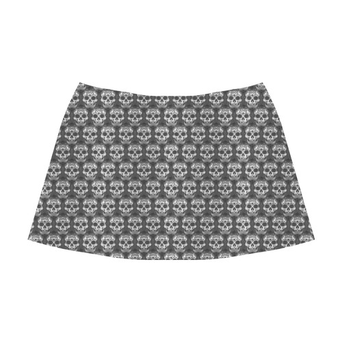 new skull allover pattern 3 by JamColors Mnemosyne Women's Crepe Skirt (Model D16)