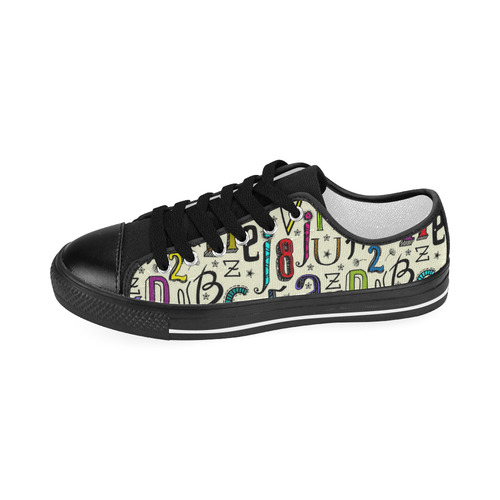 Letters Numbers Stars Typography Pattern Colored Men's Classic Canvas Shoes (Model 018)