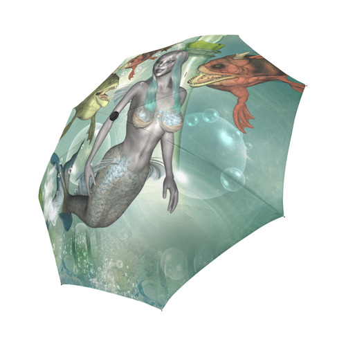 Beautiful dark mermaid with fantasy fish Auto-Foldable Umbrella (Model U04)