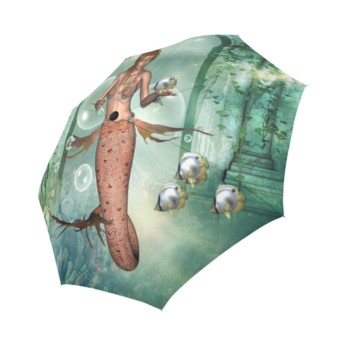 Beautiful mermaid fith butterflyfish Auto-Foldable Umbrella (Model U04)