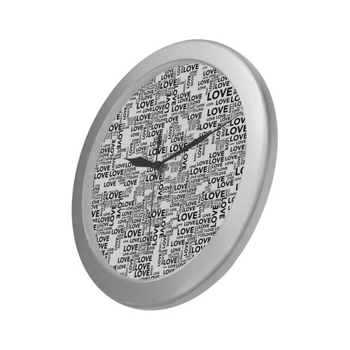 Love Words Silver Color Wall Clock