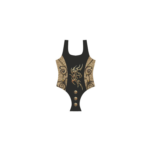 The tiger, tribal Vest One Piece Swimsuit (Model S04)