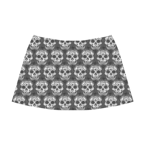 new skull allover pattern 2 by JamColors Mnemosyne Women's Crepe Skirt (Model D16)