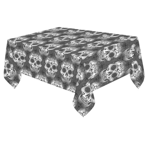 new skull allover pattern 2 by JamColors Cotton Linen Tablecloth 60"x 84"