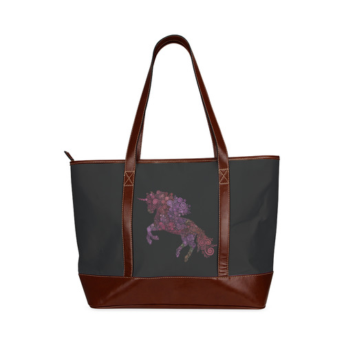 3d Floral Psychedelic Unicorn Tote Handbag (Model 1642)