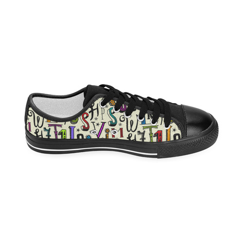 Letters Numbers Stars Typography Pattern Colored Men's Classic Canvas Shoes (Model 018)
