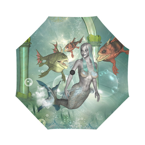 Beautiful dark mermaid with fantasy fish Auto-Foldable Umbrella (Model U04)