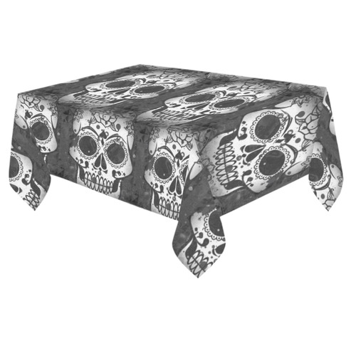 new skull allover pattern by JamColors Cotton Linen Tablecloth 60"x 84"
