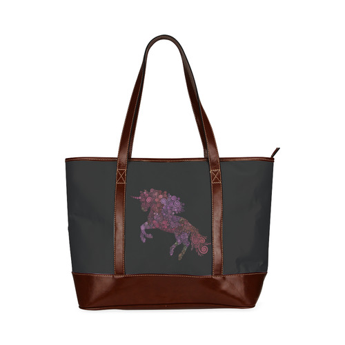 3d Floral Psychedelic Unicorn Tote Handbag (Model 1642)