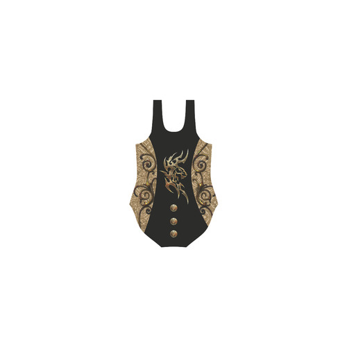 The tiger, tribal Vest One Piece Swimsuit (Model S04)