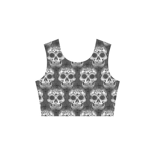 new skull allover pattern by JamColors Elbow Sleeve Ice Skater Dress (D20)