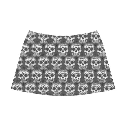 new skull allover pattern 2 by JamColors Mnemosyne Women's Crepe Skirt (Model D16)