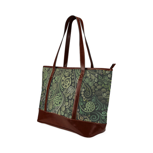 3D Ornaments -Fantasy Tree, green on black Tote Handbag (Model 1642)