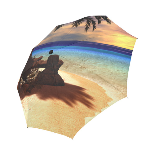 Awesome sunset over a tropical island Auto-Foldable Umbrella (Model U04)