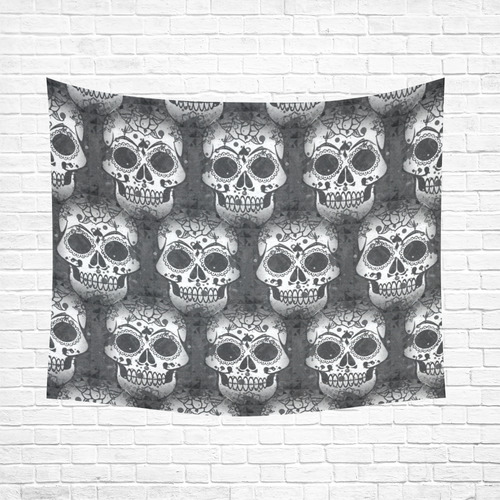 new skull allover pattern by JamColors Cotton Linen Wall Tapestry 60"x 51"