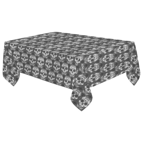 new skull allover pattern 3 by JamColors Cotton Linen Tablecloth 60"x 104"