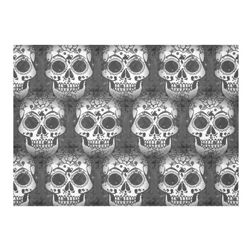new skull allover pattern by JamColors Cotton Linen Tablecloth 60"x 84"