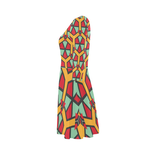 Honeycombs triangles and other shapes pattern 3/4 Sleeve Sundress (D23)