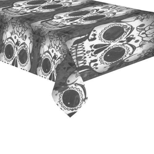 new skull allover pattern by JamColors Cotton Linen Tablecloth 60"x 104"