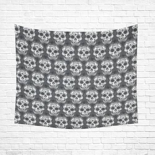 new skull allover pattern 2 by JamColors Cotton Linen Wall Tapestry 60"x 51"