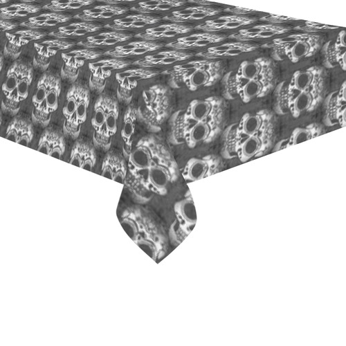 new skull allover pattern 3 by JamColors Cotton Linen Tablecloth 60"x120"