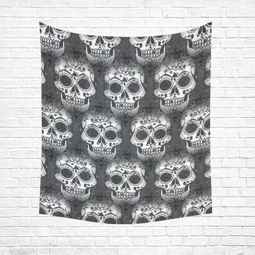 new skull allover pattern by JamColors Cotton Linen Wall Tapestry 51"x 60"