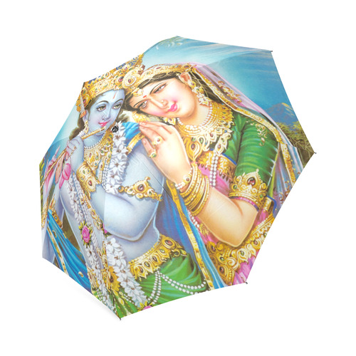 Krishna Radha Beautiful Hindu Landscape Foldable Umbrella (Model U01)