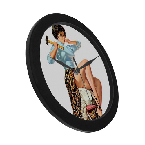 Retro Vintage Pin-up girls Circular Plastic Wall clock