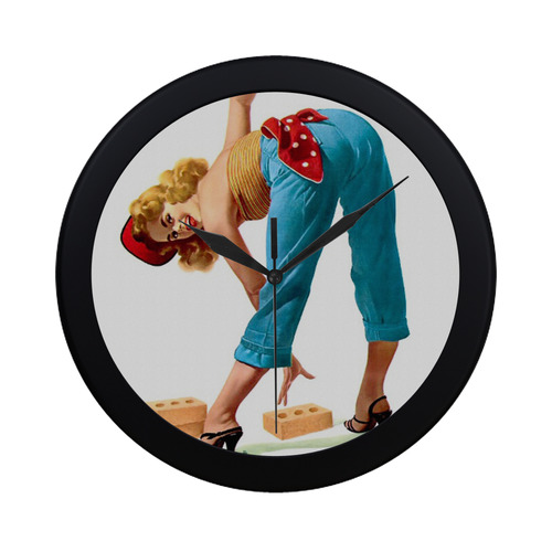 Retro Vintage Pin-up girls Circular Plastic Wall clock