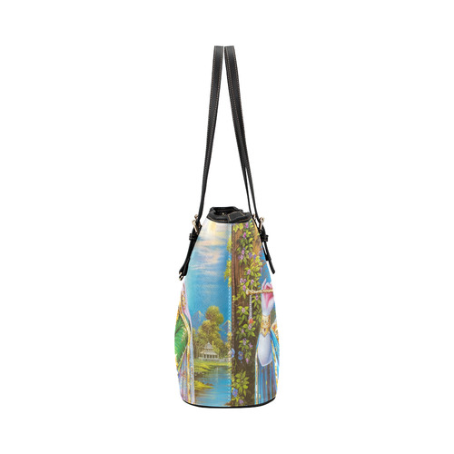 Krishna Radha Beautiful Hindu Landscape Leather Tote Bag/Large (Model 1651)