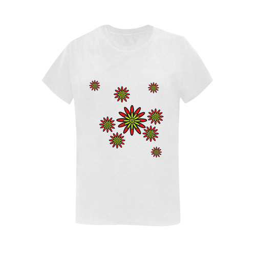 Red Flowers Women's T-Shirt in USA Size (Two Sides Printing)