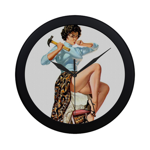 Retro Vintage Pin-up girls Circular Plastic Wall clock