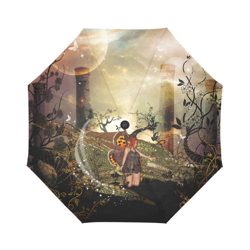 Cute little fairy with dragon Auto-Foldable Umbrella (Model U04)