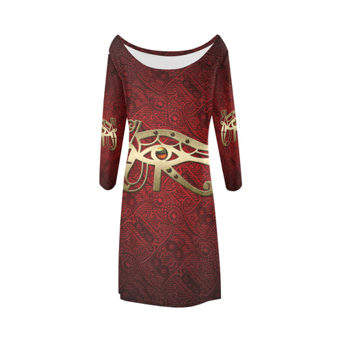 The all seeing eye in gold and red Bateau A-Line Skirt (D21)