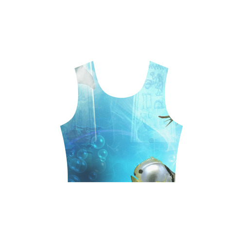 Underwater, dolphin with mermaid Sleeveless Ice Skater Dress (D19)