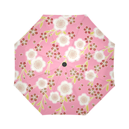 White Sakura Japanese Kimono Pattern Auto-Foldable Umbrella (Model U04)