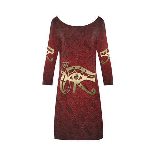 The all seeing eye in gold and red Bateau A-Line Skirt (D21)