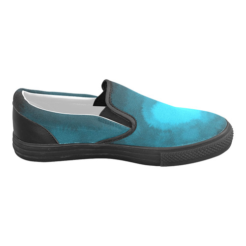 Blue Fluffy Heart Slip-on Canvas Shoes for Men/Large Size (Model 019)